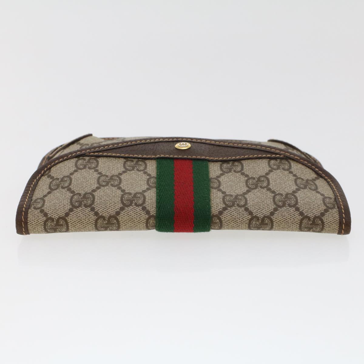 GUCCI GG Canvas Web Sherry Line Pouch PVC Leather Beige Red Green 44035