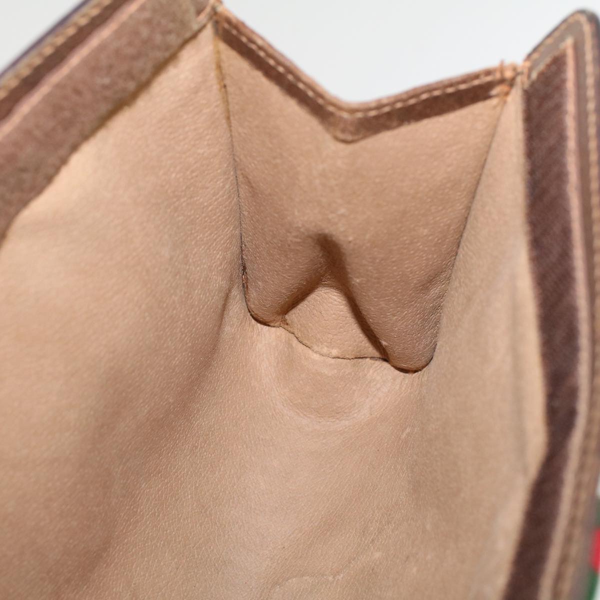 GUCCI GG Canvas Web Sherry Line Clutch Bag PVC Leather Beige Green 44139