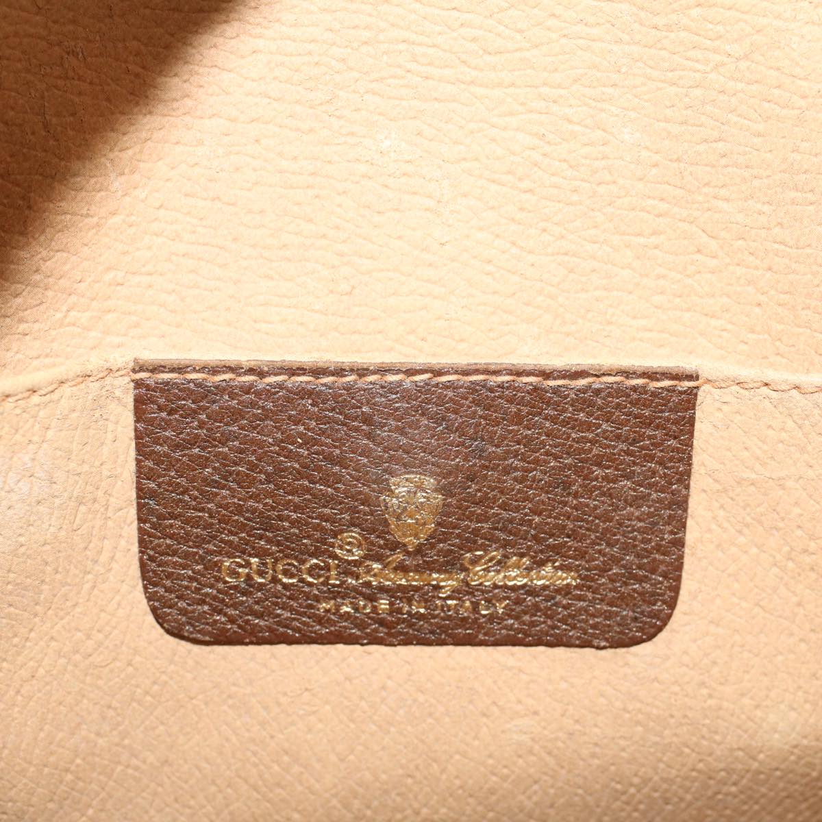 GUCCI GG Canvas Web Sherry Line Clutch Bag PVC Leather Beige Green 44152
