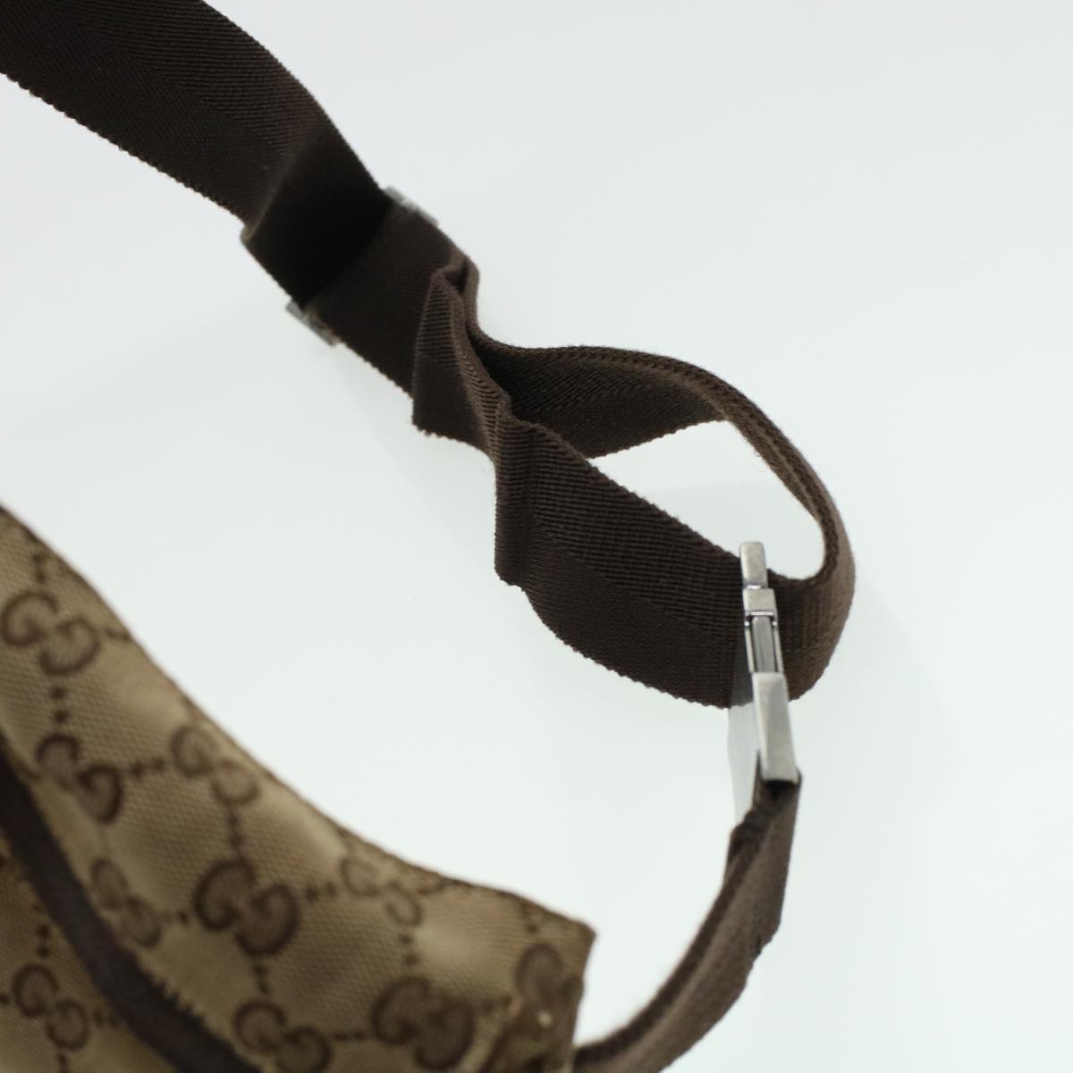 GUCCI GG Canvas Waist Bag Beige Dark Brown 44156