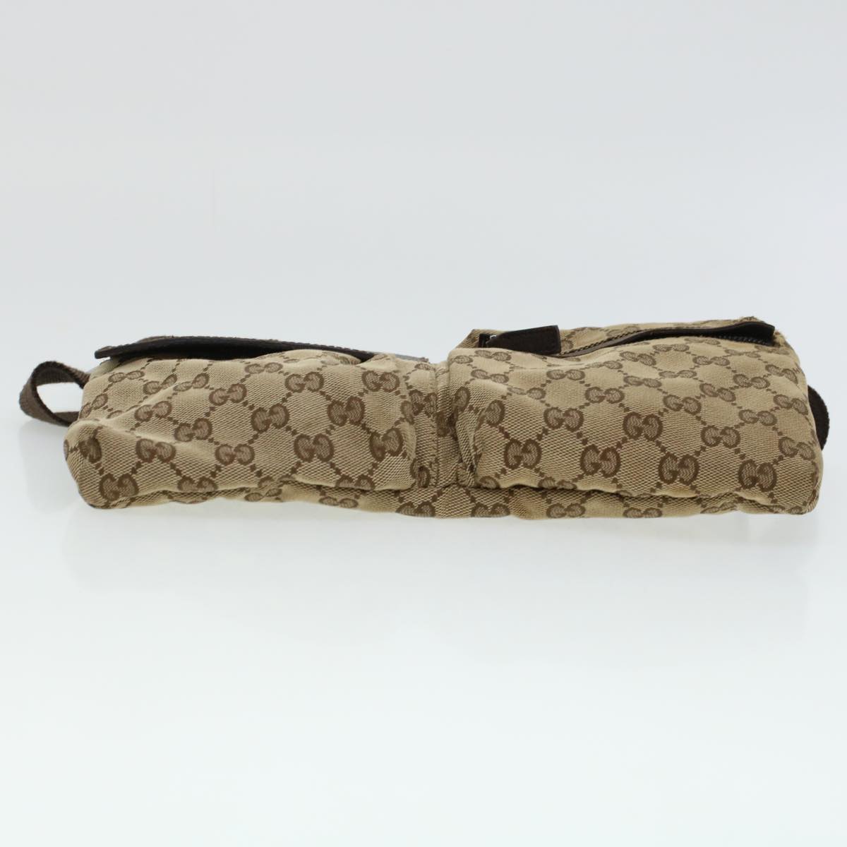 GUCCI GG Canvas Waist Bag Beige Dark Brown 44156