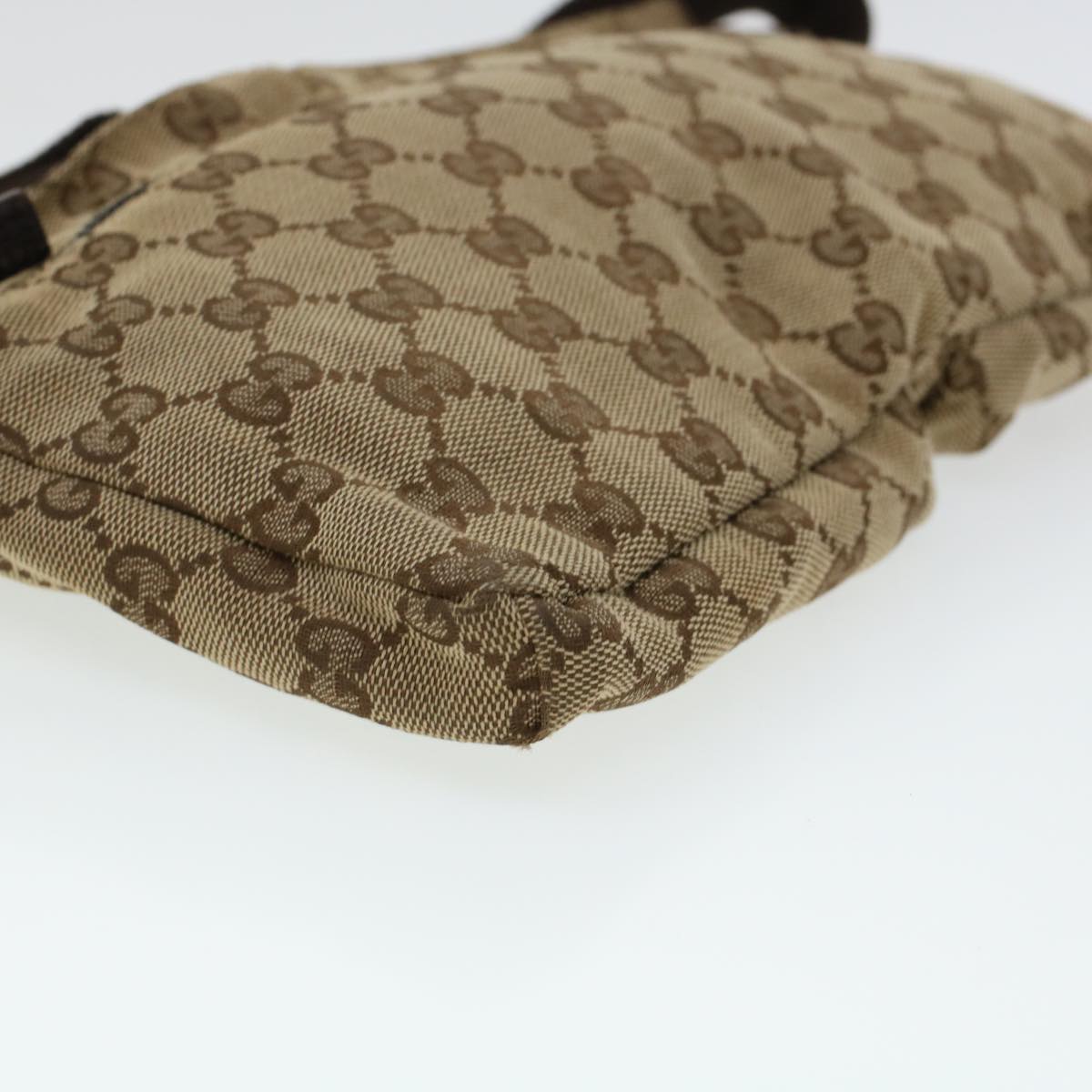 GUCCI GG Canvas Waist Bag Beige Dark Brown 44156
