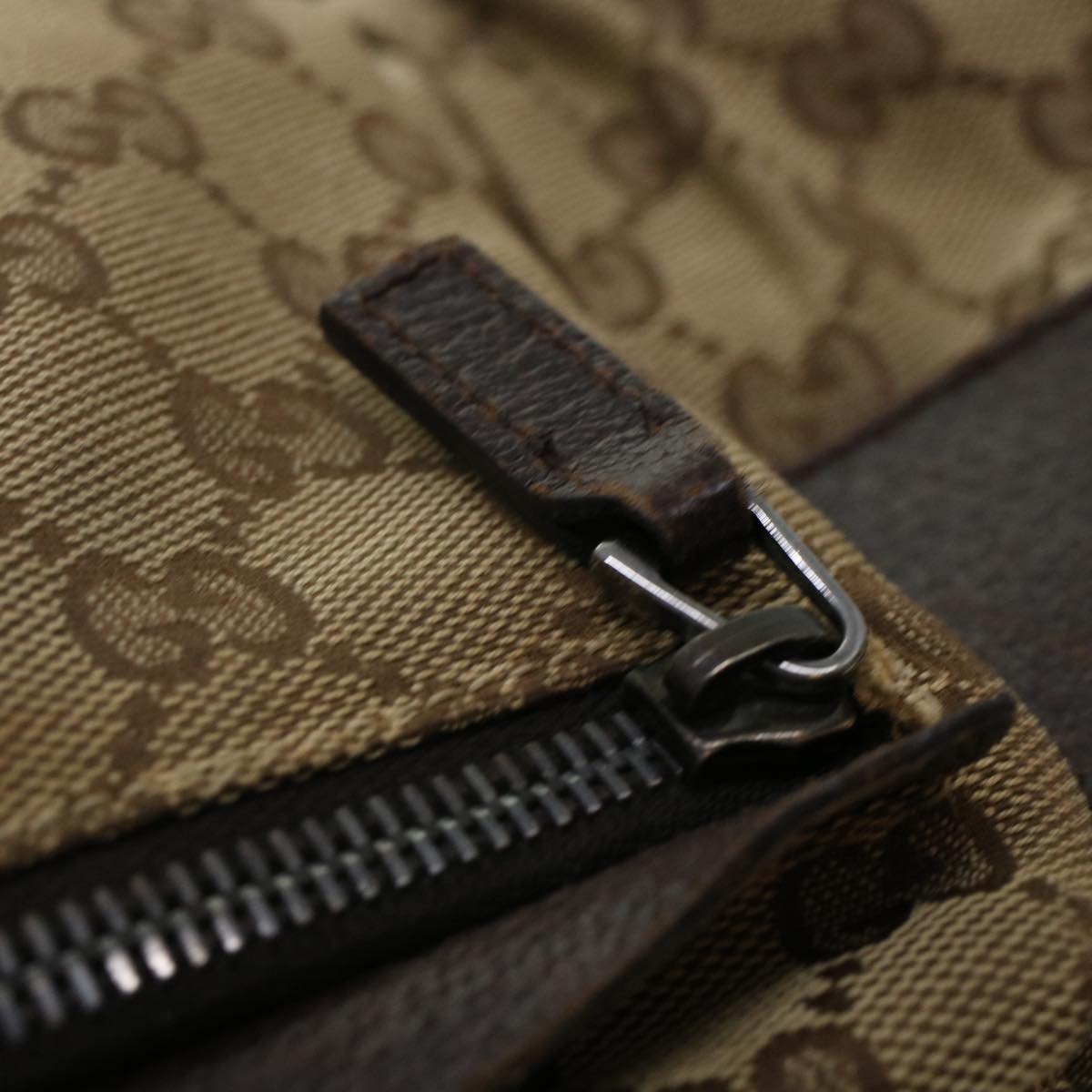 GUCCI GG Canvas Waist Bag Beige Dark Brown 44156