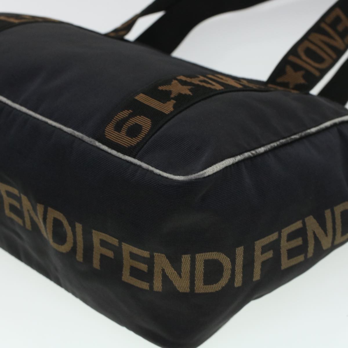 FENDI Tote Bag Nylon Black Brown 44164