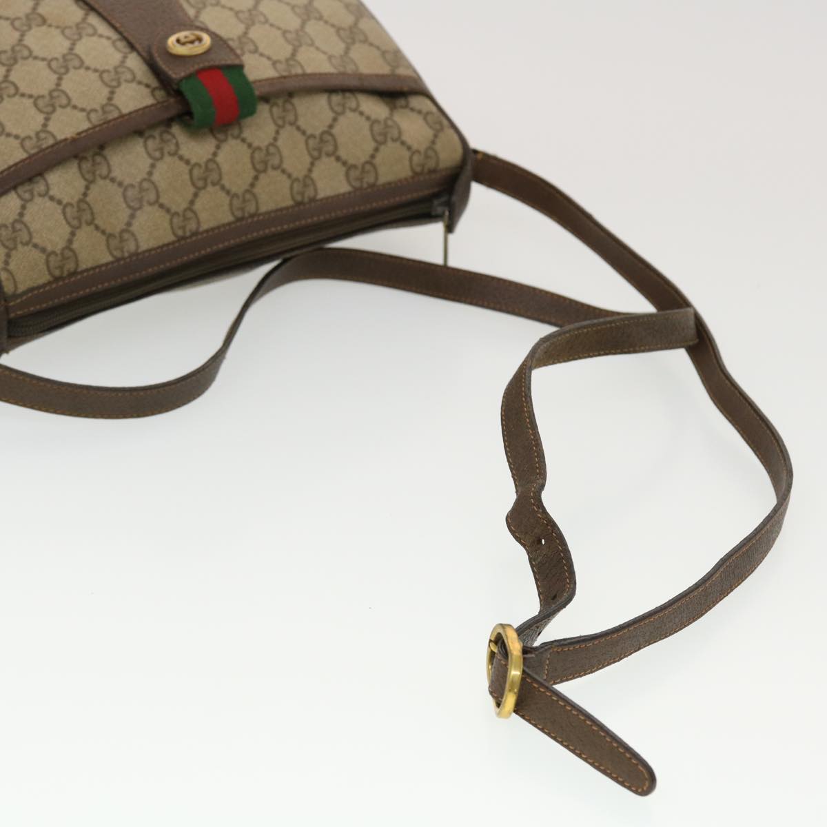 GUCCI GG Canvas Web Sherry Line Shoulder Bag Beige Red 89.02.032 44255