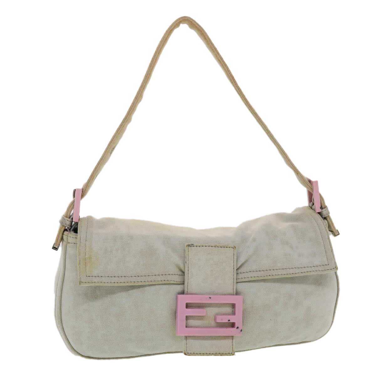 FENDI Mamma Baguette Shoulder Bag Canvas Gray 2305.26424.008 44273