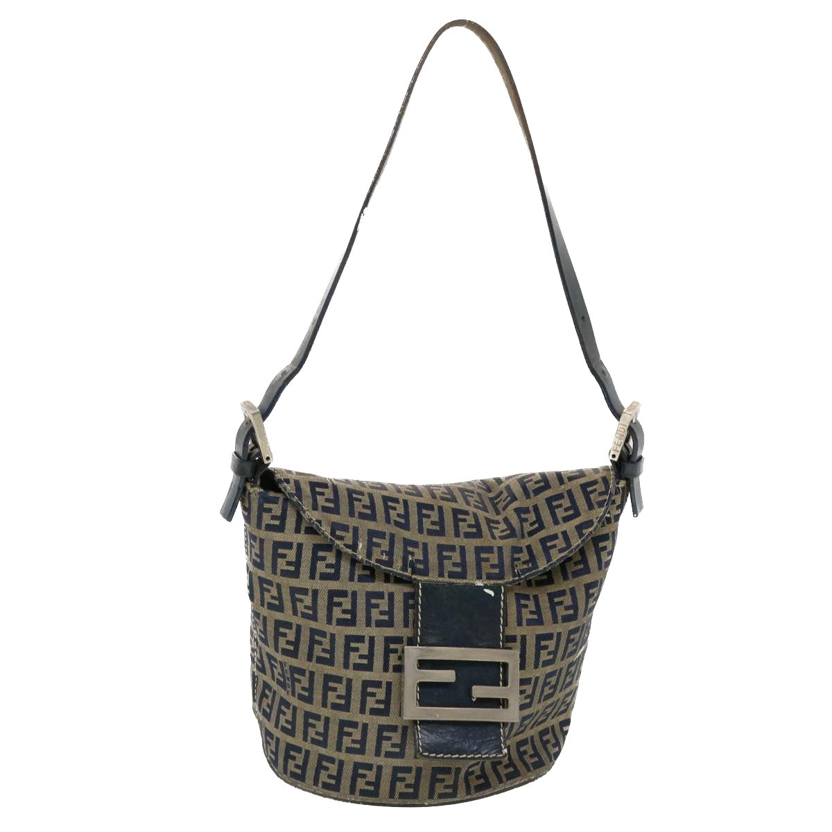 FENDI Zucchino Canvas Shoulder Bag Navy 2321-26765-018 44300