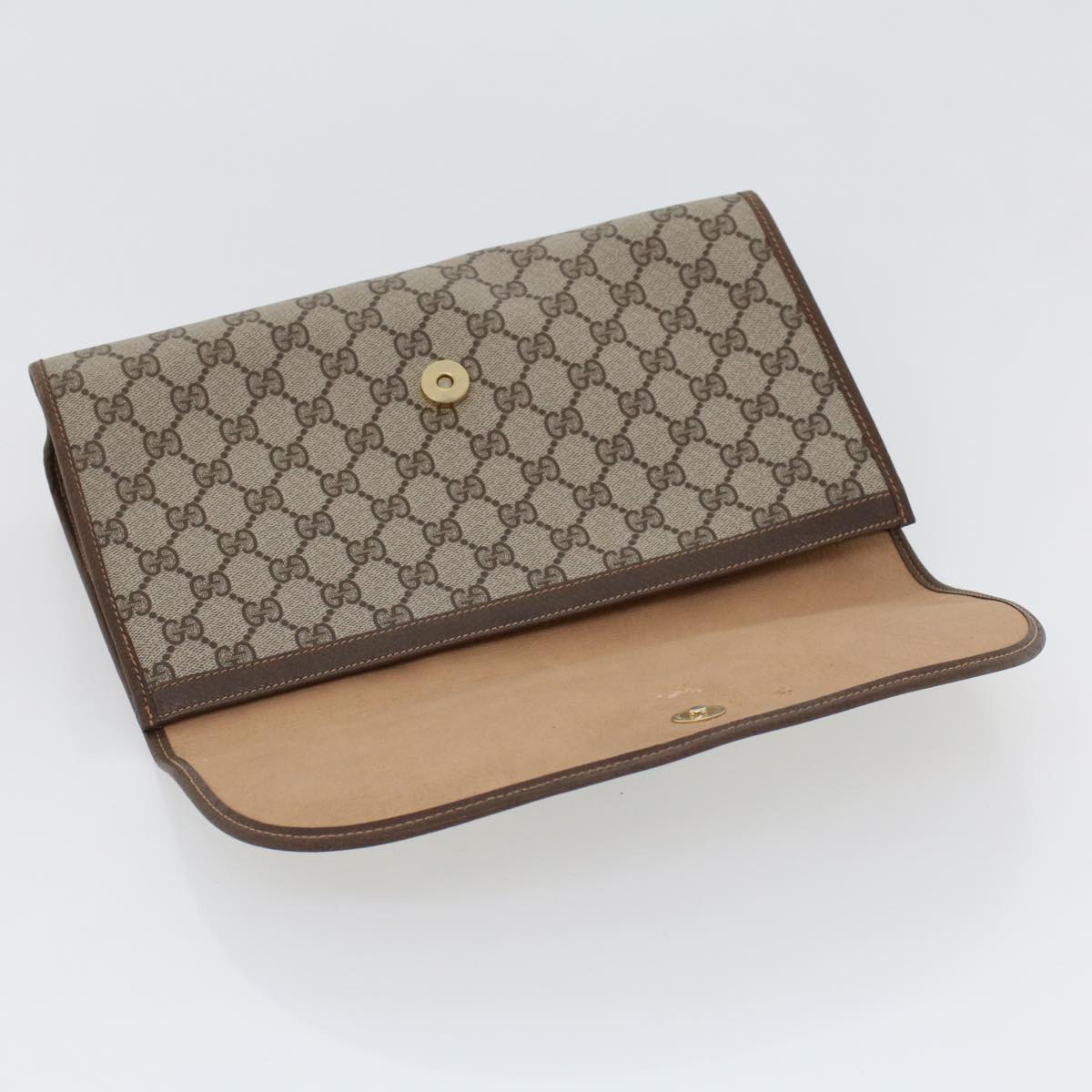 GUCCI GG Canvas Web Sherry Line Clutch Bag Beige Red Green 156.01.031 44314