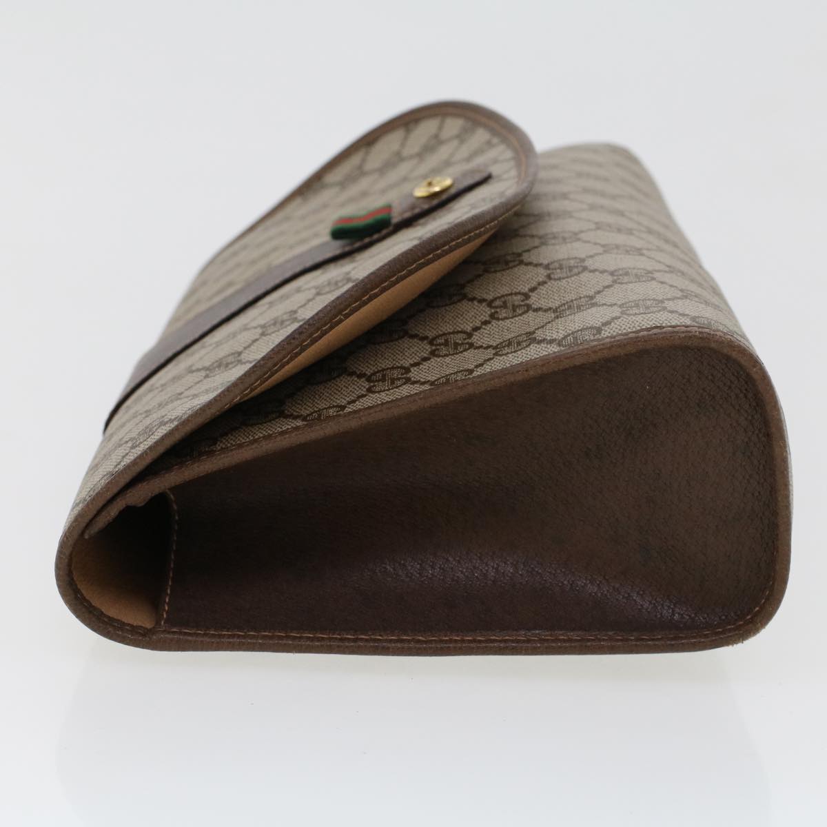GUCCI GG Canvas Web Sherry Line Clutch Bag Beige Red Green 156.01.031 44314