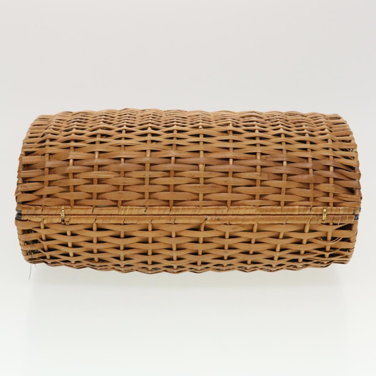 FENDI Straw Bag Zucca Canvas Hand Bag Rattan Brown 44394