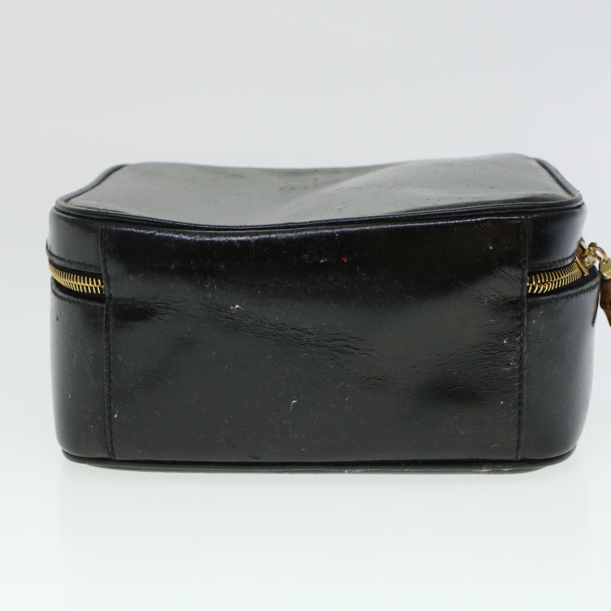 GUCCI Vanity Cosmetic Pouch Enamel 2way Black 44406