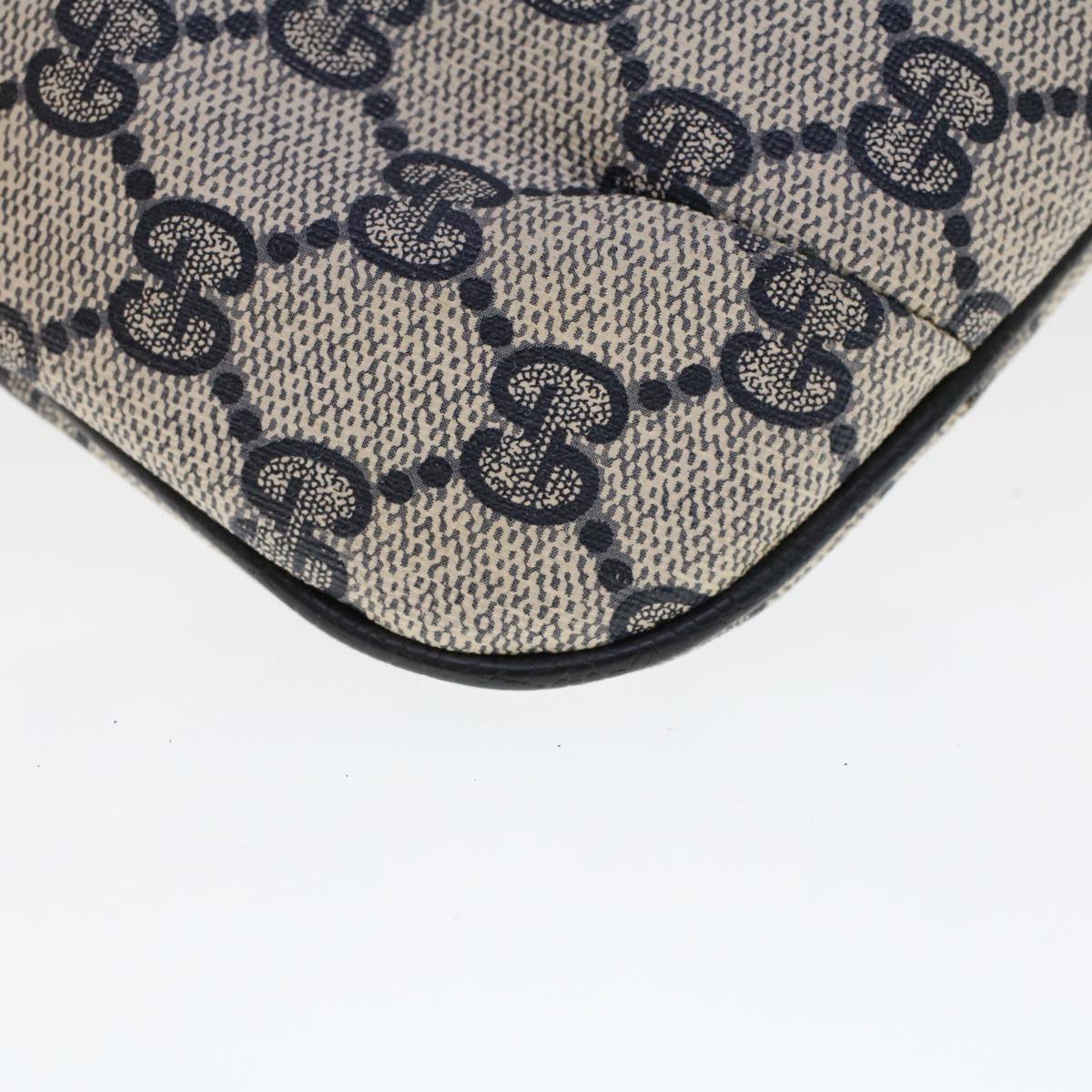 GUCCI GG Canvas Pouch PVC Leather Gray Navy 378.039.4492 44420