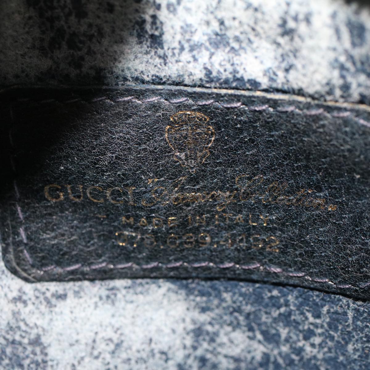 GUCCI GG Canvas Pouch PVC Leather Gray Navy 378.039.4492 44420