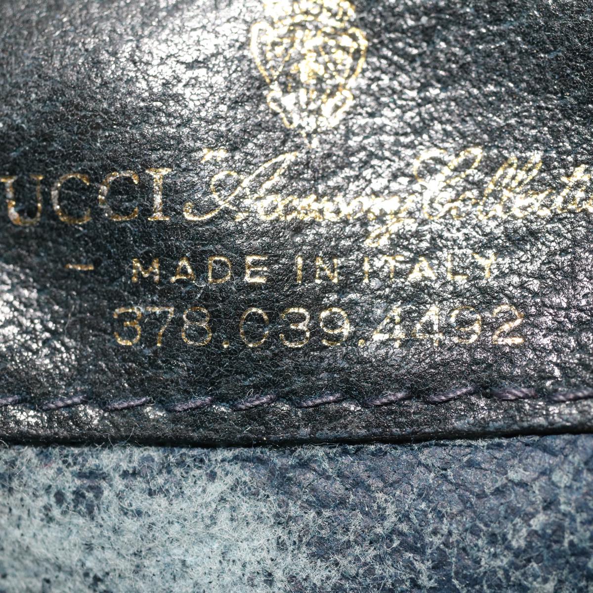 GUCCI GG Canvas Pouch PVC Leather Gray Navy 378.039.4492 44420