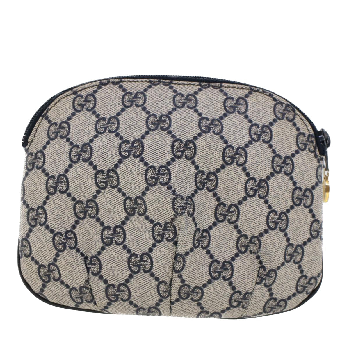 GUCCI GG Canvas Pouch PVC Leather Gray Navy 378.039.4492 44420