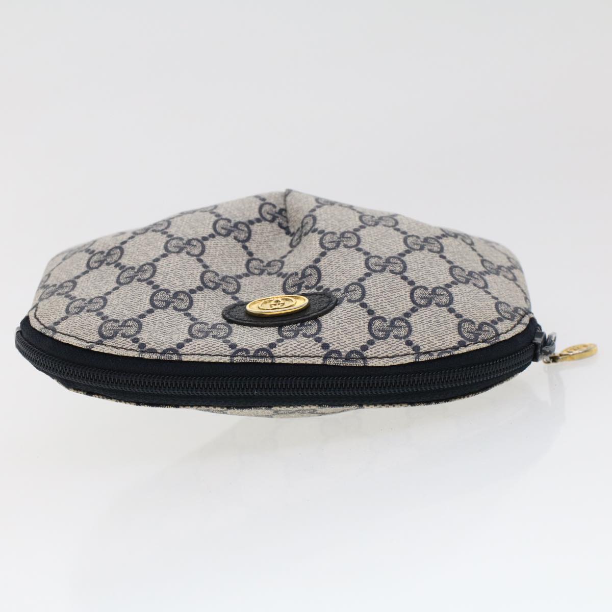 GUCCI GG Canvas Pouch PVC Leather Gray Navy 378.039.4492 44420