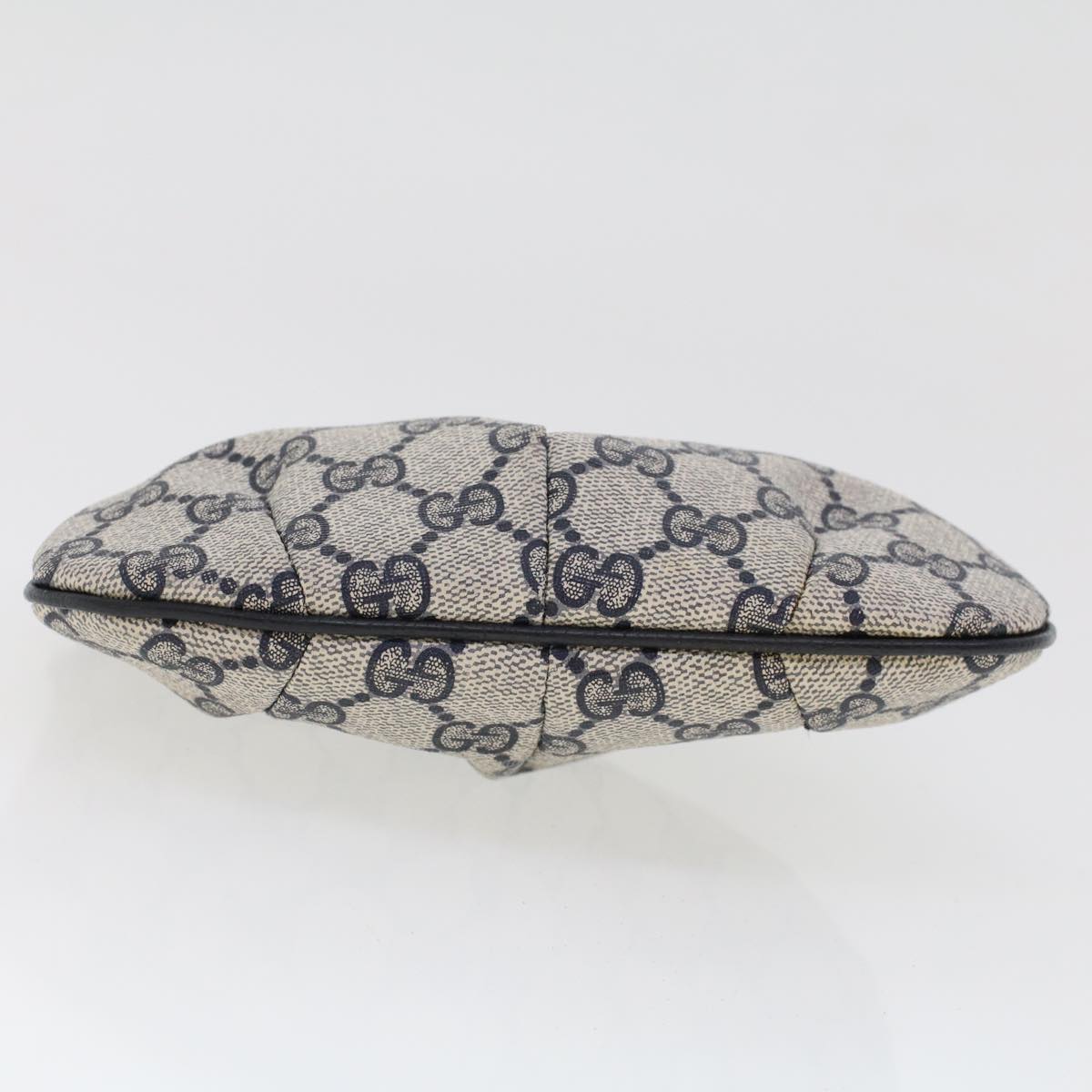 GUCCI GG Canvas Pouch PVC Leather Gray Navy 378.039.4492 44420