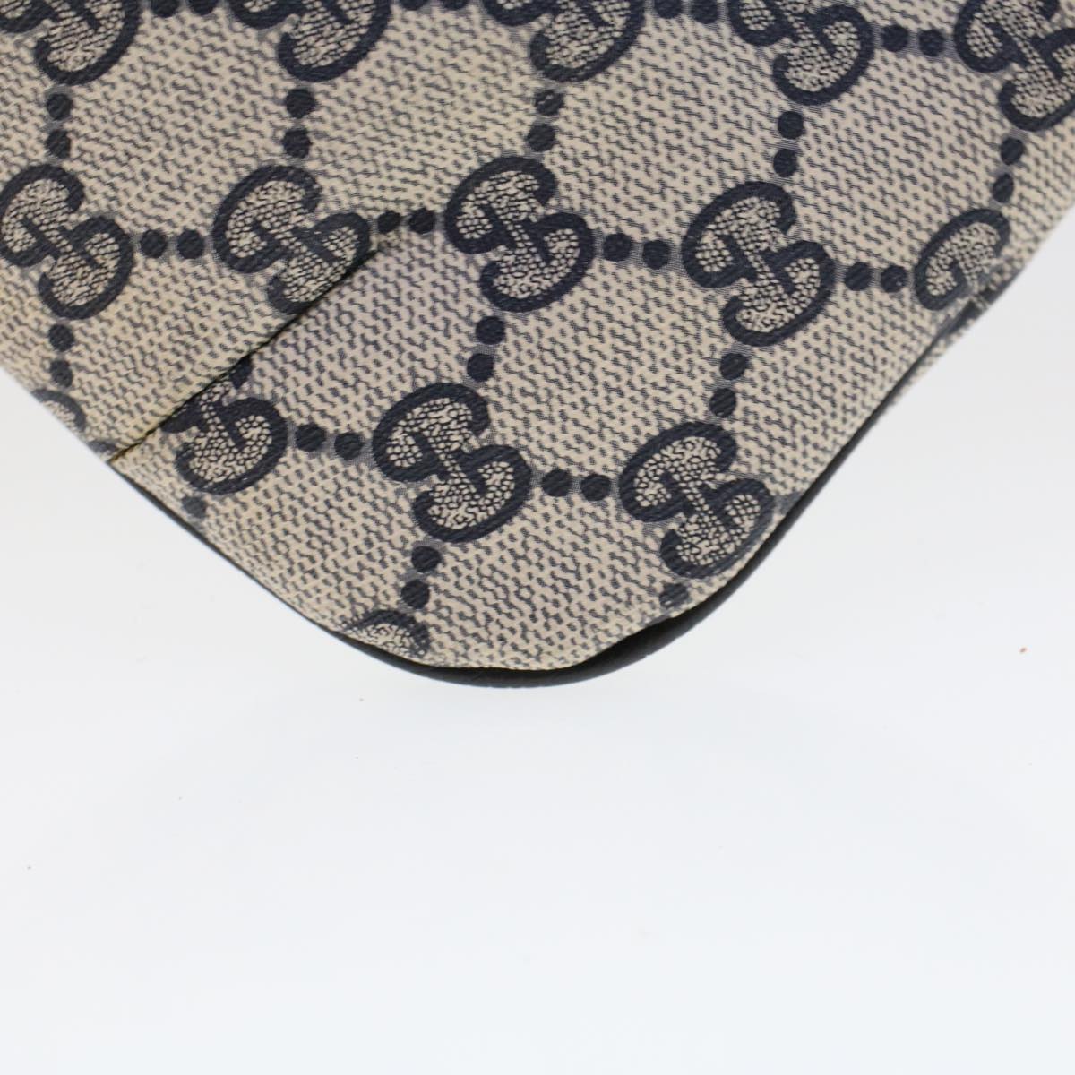 GUCCI GG Canvas Pouch PVC Leather Gray Navy 378.039.4492 44420