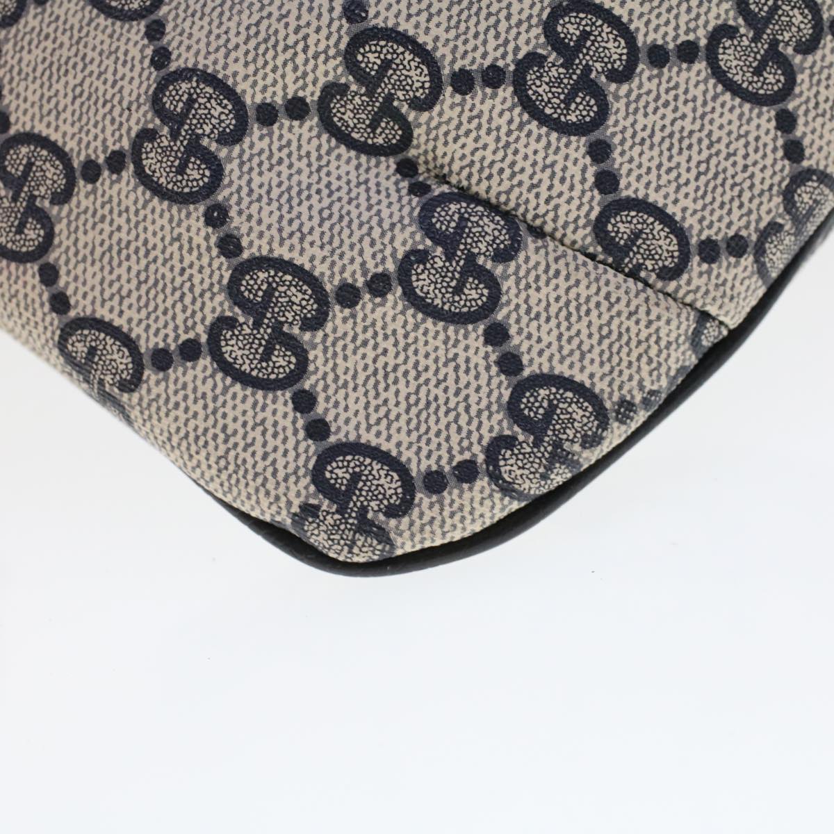 GUCCI GG Canvas Pouch PVC Leather Gray Navy 378.039.4492 44420