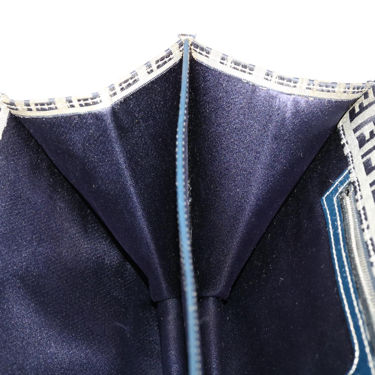 FENDI Mamma Baguette Zucchino Canvas Shoulder Bag Navy 44520