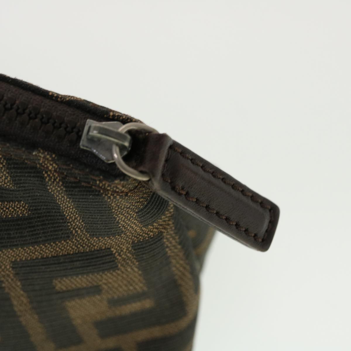 FENDI Zucca Canvas Pouch Black Brown 44668