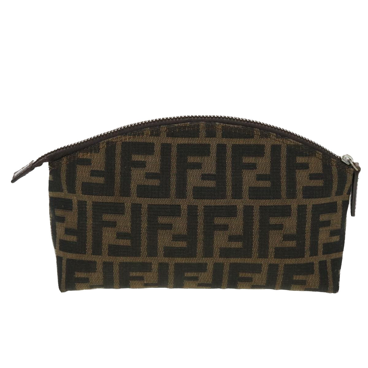 FENDI Zucca Canvas Pouch Black Brown 44668