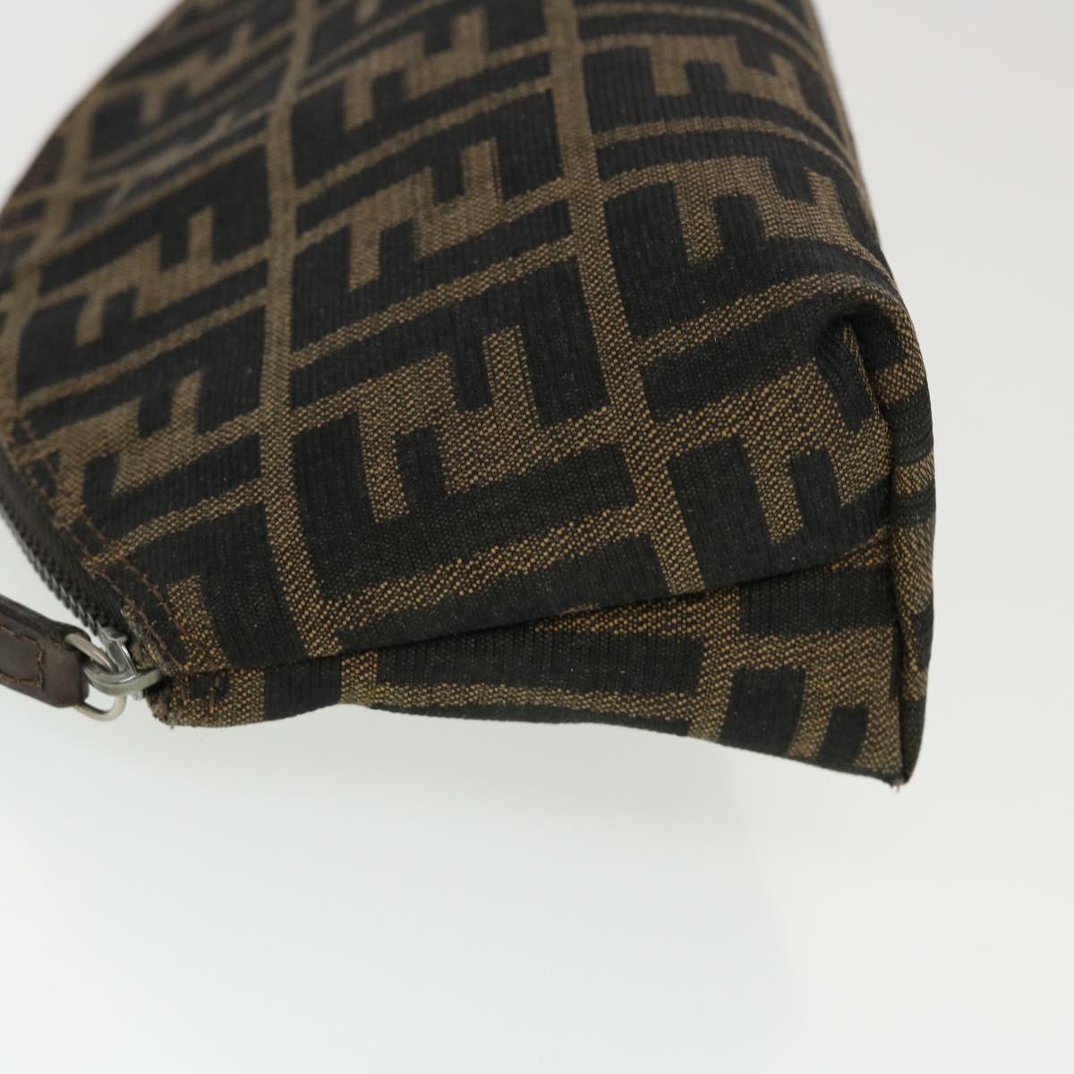 FENDI Zucca Canvas Pouch Black Brown 44668
