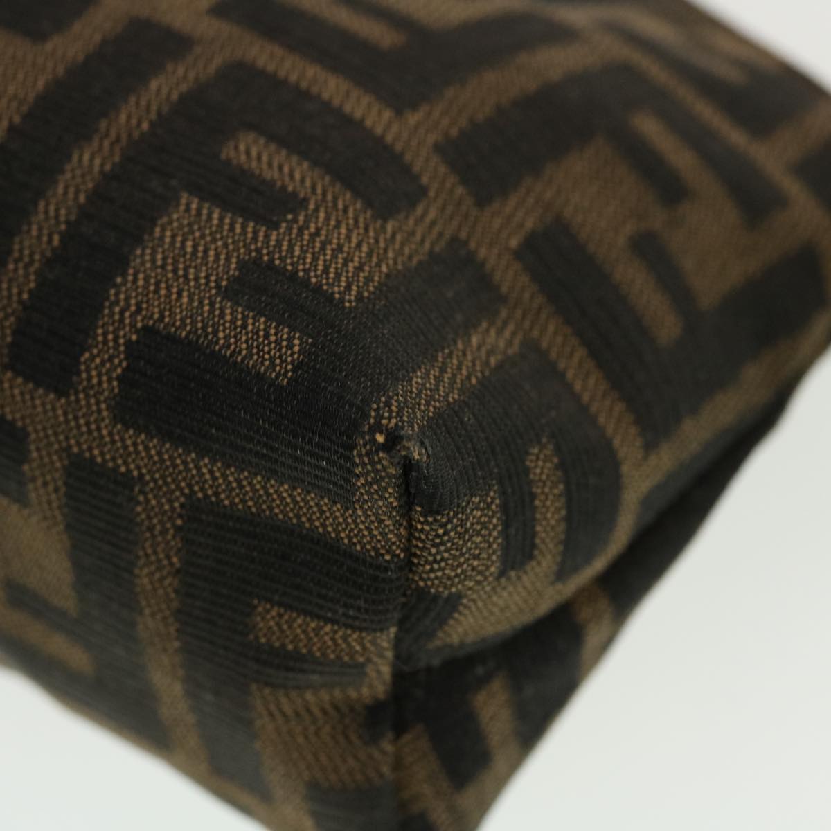 FENDI Zucca Canvas Pouch Black Brown 44668
