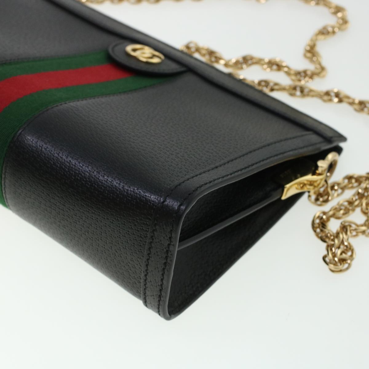 GUCCI Ophdia GG Chain Web Sherry Line Shoulder Bag Black Red 503877 44699A