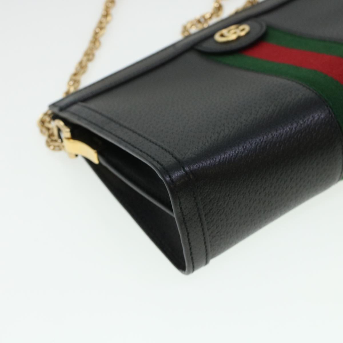 GUCCI Ophdia GG Chain Web Sherry Line Shoulder Bag Black Red 503877 44699A