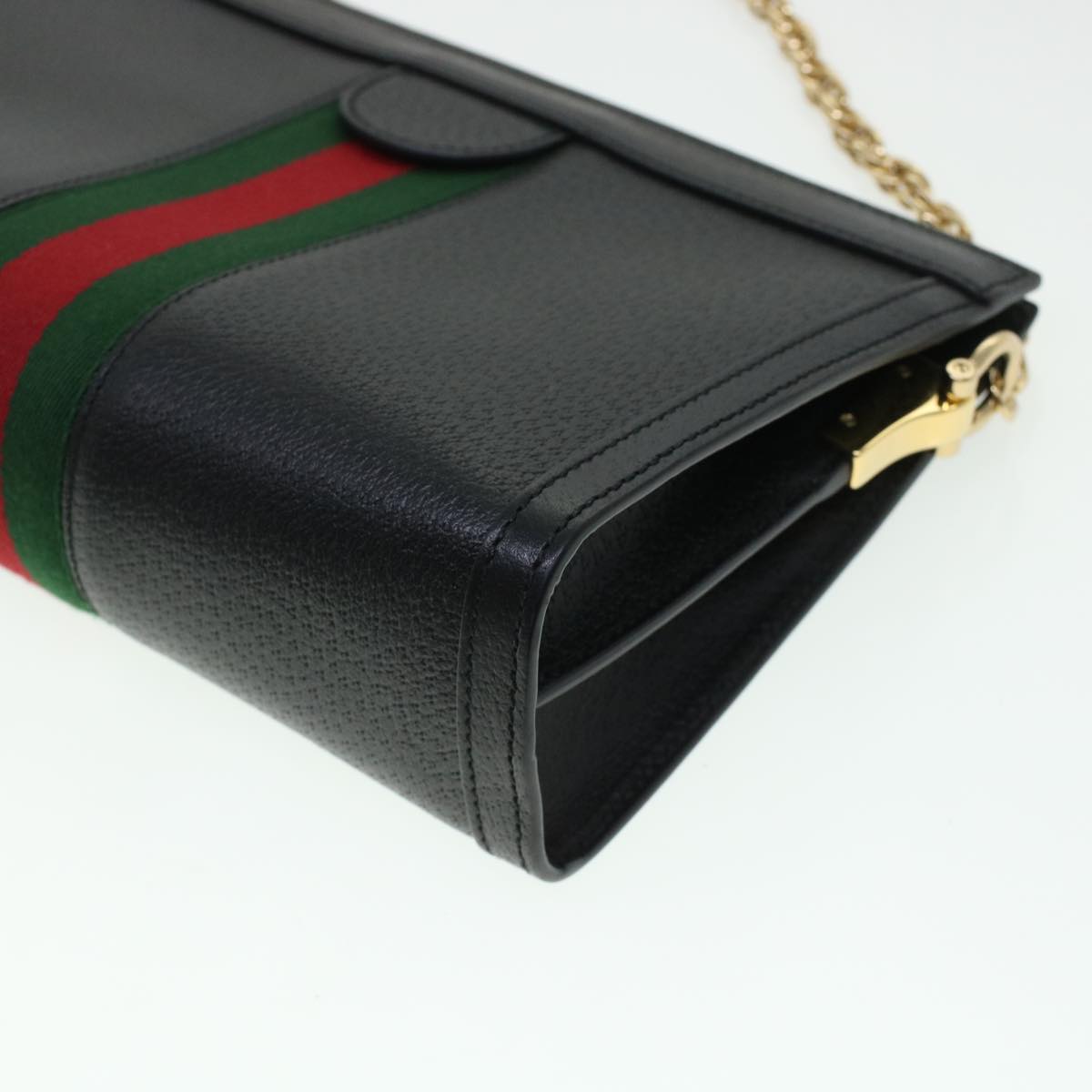 GUCCI Ophdia GG Chain Web Sherry Line Shoulder Bag Black Red 503877 44699A