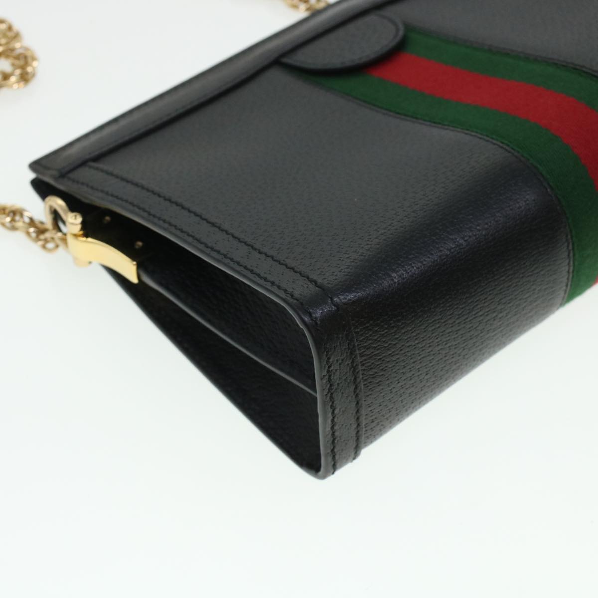 GUCCI Ophdia GG Chain Web Sherry Line Shoulder Bag Black Red 503877 44699A