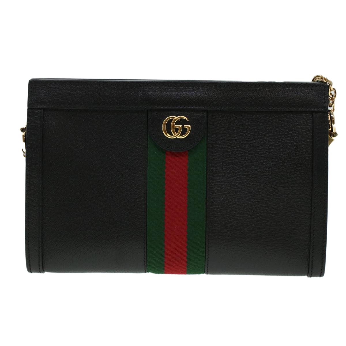 GUCCI Ophdia GG Chain Web Sherry Line Shoulder Bag Black Red 503877 44699A