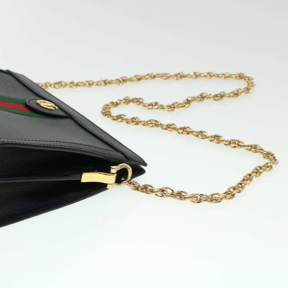 GUCCI Ophdia GG Chain Web Sherry Line Shoulder Bag Black Red 503877 44699A