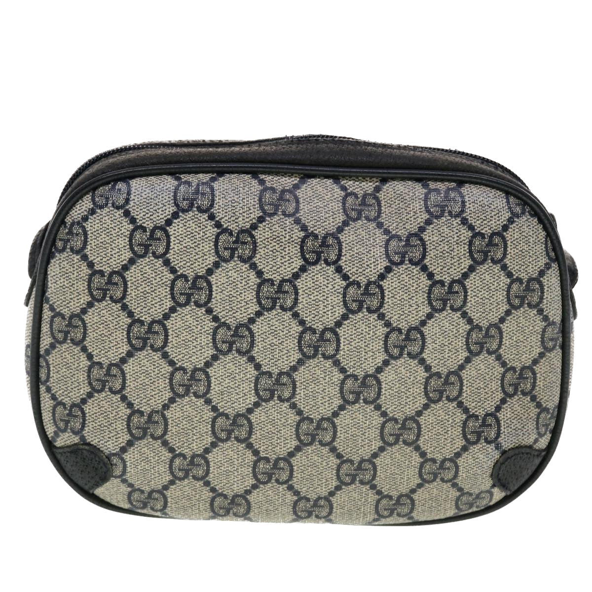 GUCCI GG Canvas Sherry Line Shoulder Bag PVC Leather Gray Red Navy 44784