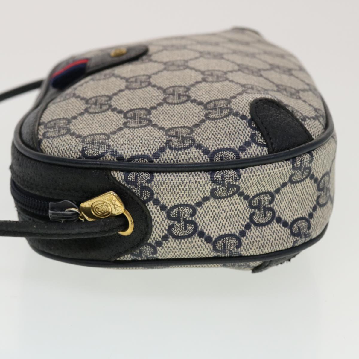 GUCCI GG Canvas Sherry Line Shoulder Bag PVC Leather Gray Red Navy 44784
