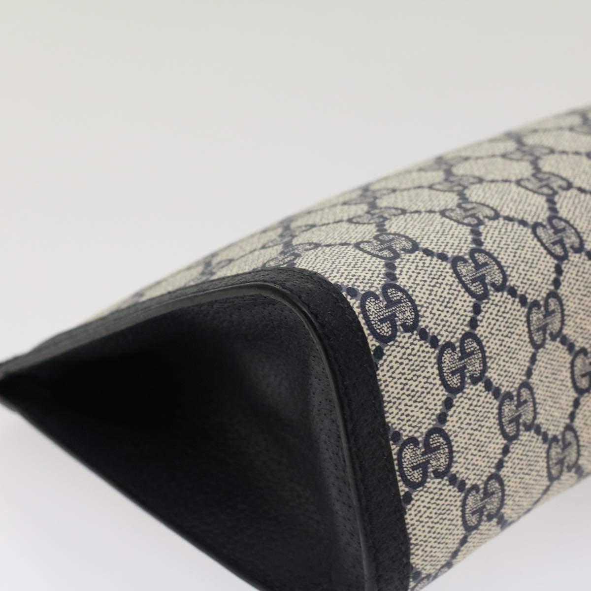 GUCCI GG Canvas Sherry Line Clutch Bag Gray Red Navy 89•01•033 44785