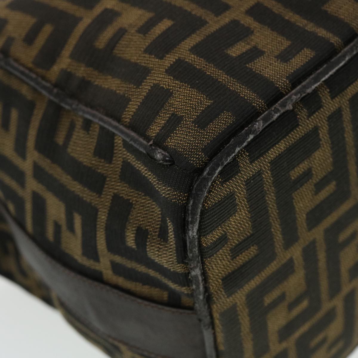 FENDI Zucca Canvas Hand Bag Black Brown 44805