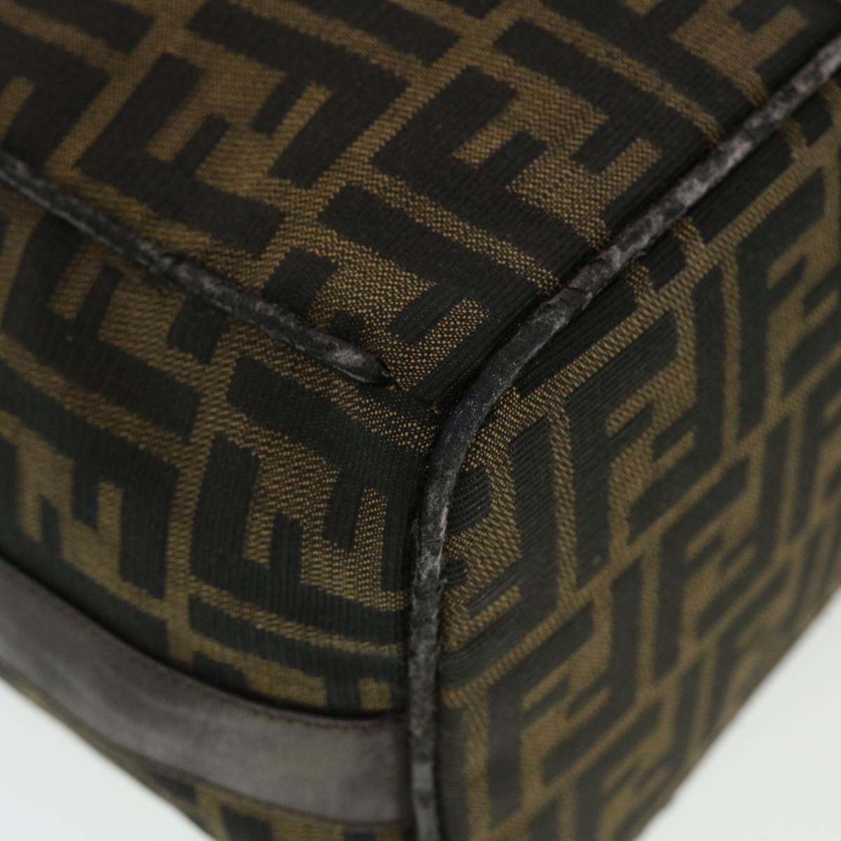 FENDI Zucca Canvas Hand Bag Black Brown 44805