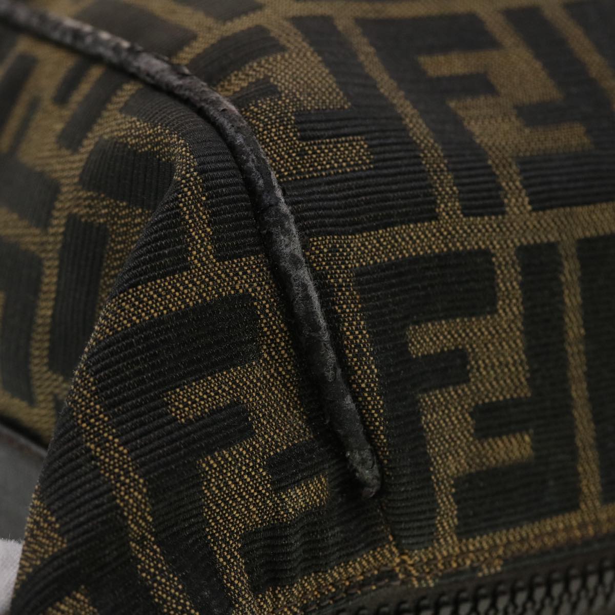 FENDI Zucca Canvas Hand Bag Black Brown 44805