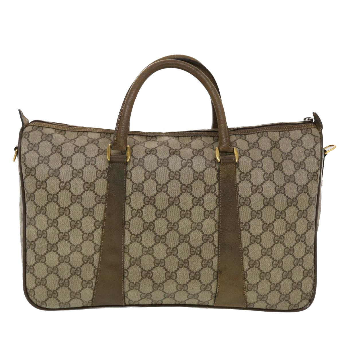 GUCCI GG Canvas Web Sherry Line Boston Bag Beige Red 39•02•041 44811