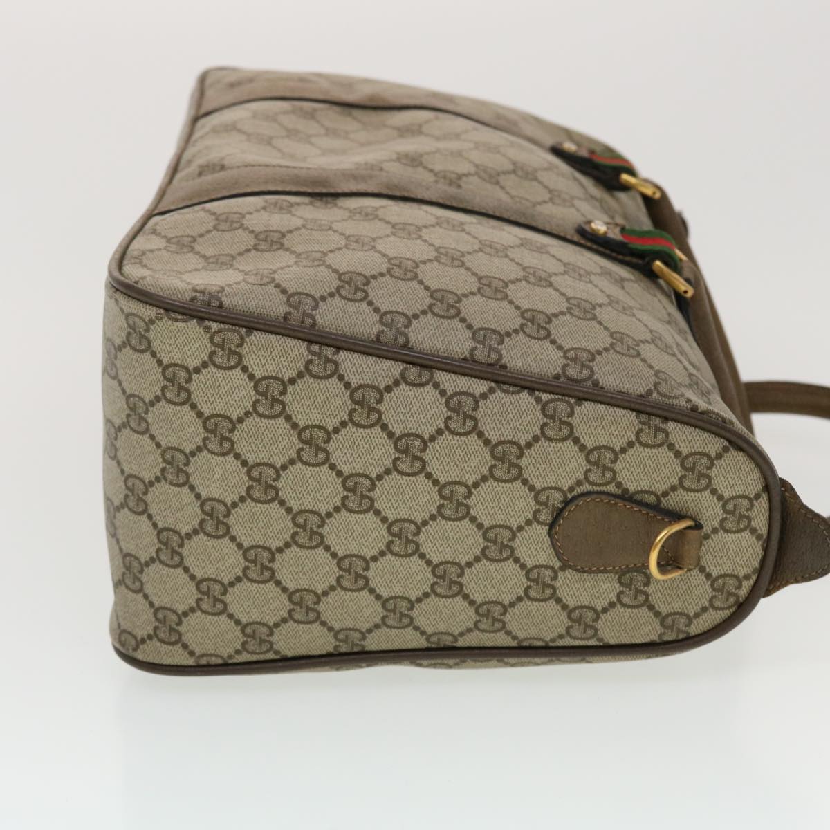 GUCCI GG Canvas Web Sherry Line Boston Bag Beige Red 39•02•041 44811