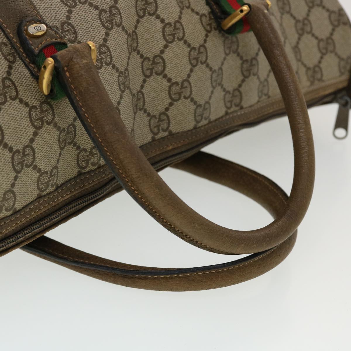 GUCCI GG Canvas Web Sherry Line Boston Bag Beige Red 39•02•041 44811