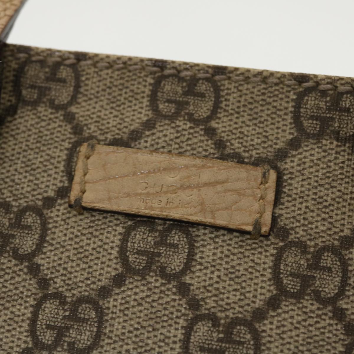 GUCCI GG Canvas Hand Bag PVC Leather Beige 44975