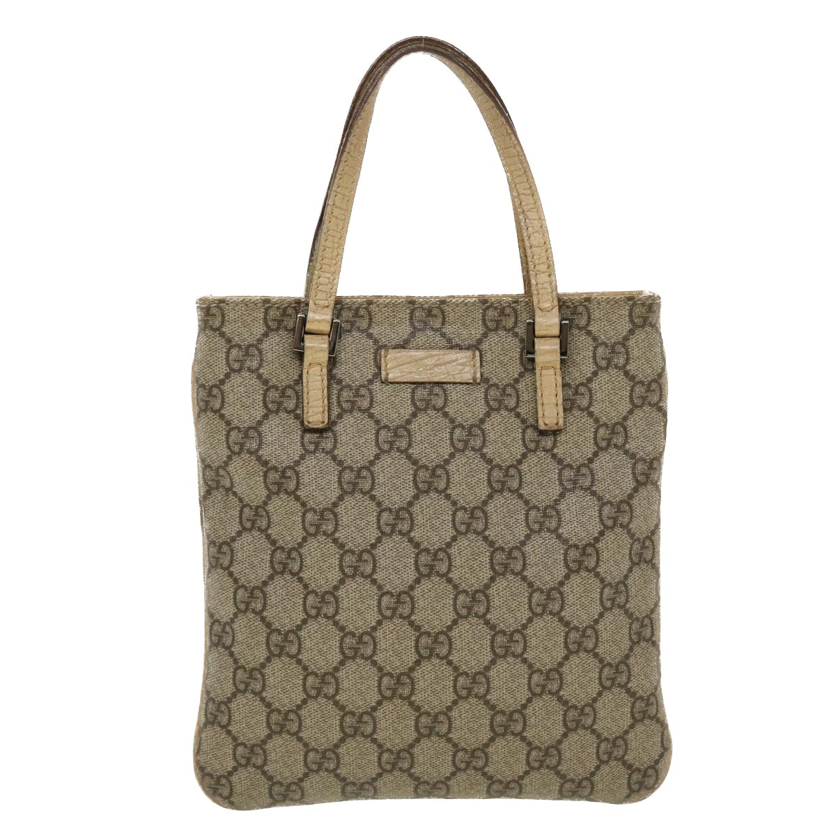 GUCCI GG Canvas Hand Bag PVC Leather Beige 44975