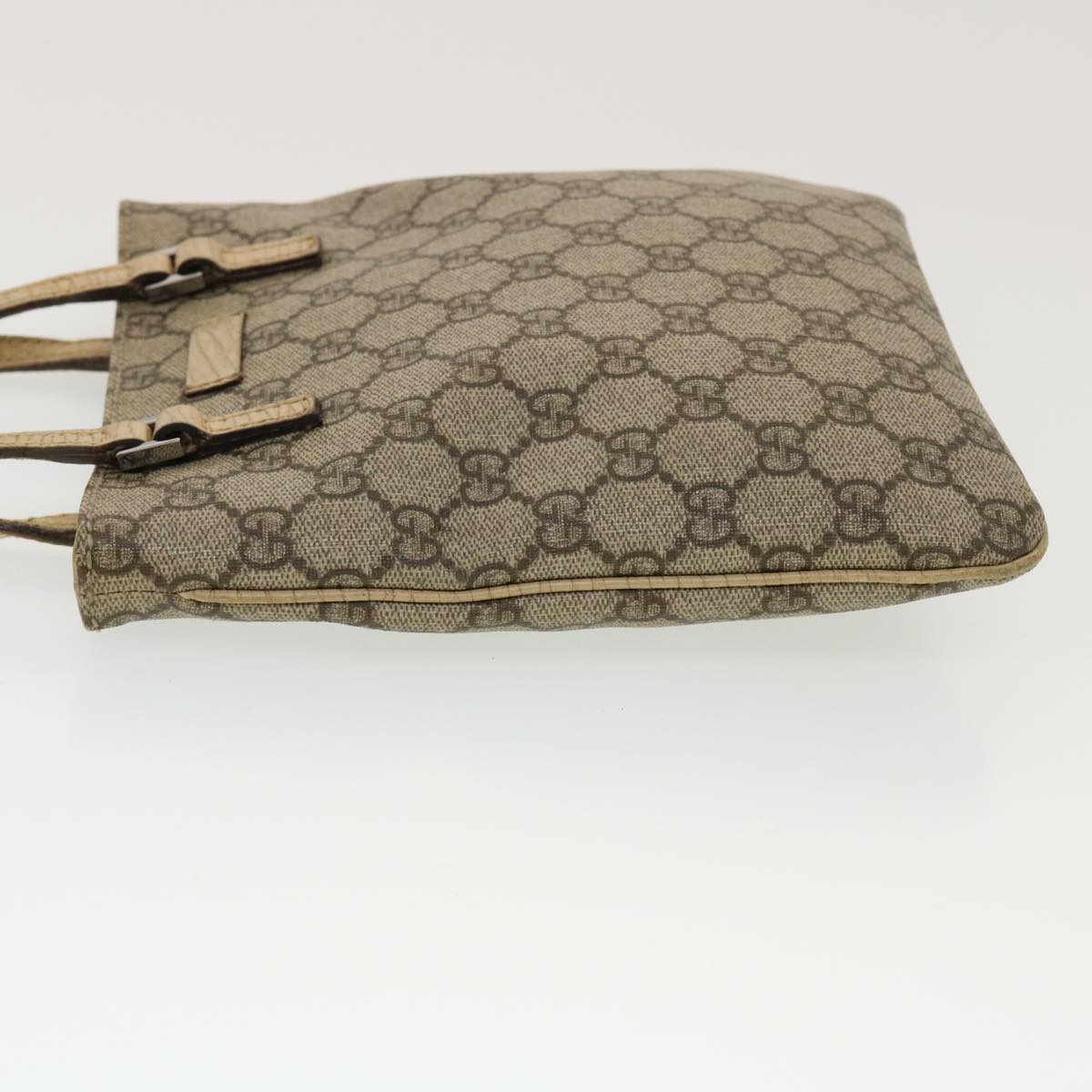GUCCI GG Canvas Hand Bag PVC Leather Beige 44975