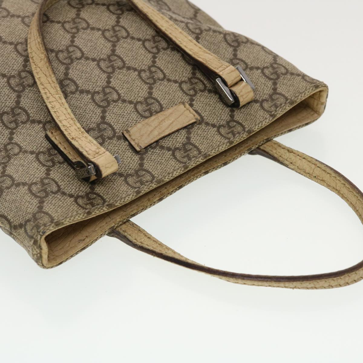 GUCCI GG Canvas Hand Bag PVC Leather Beige 44975