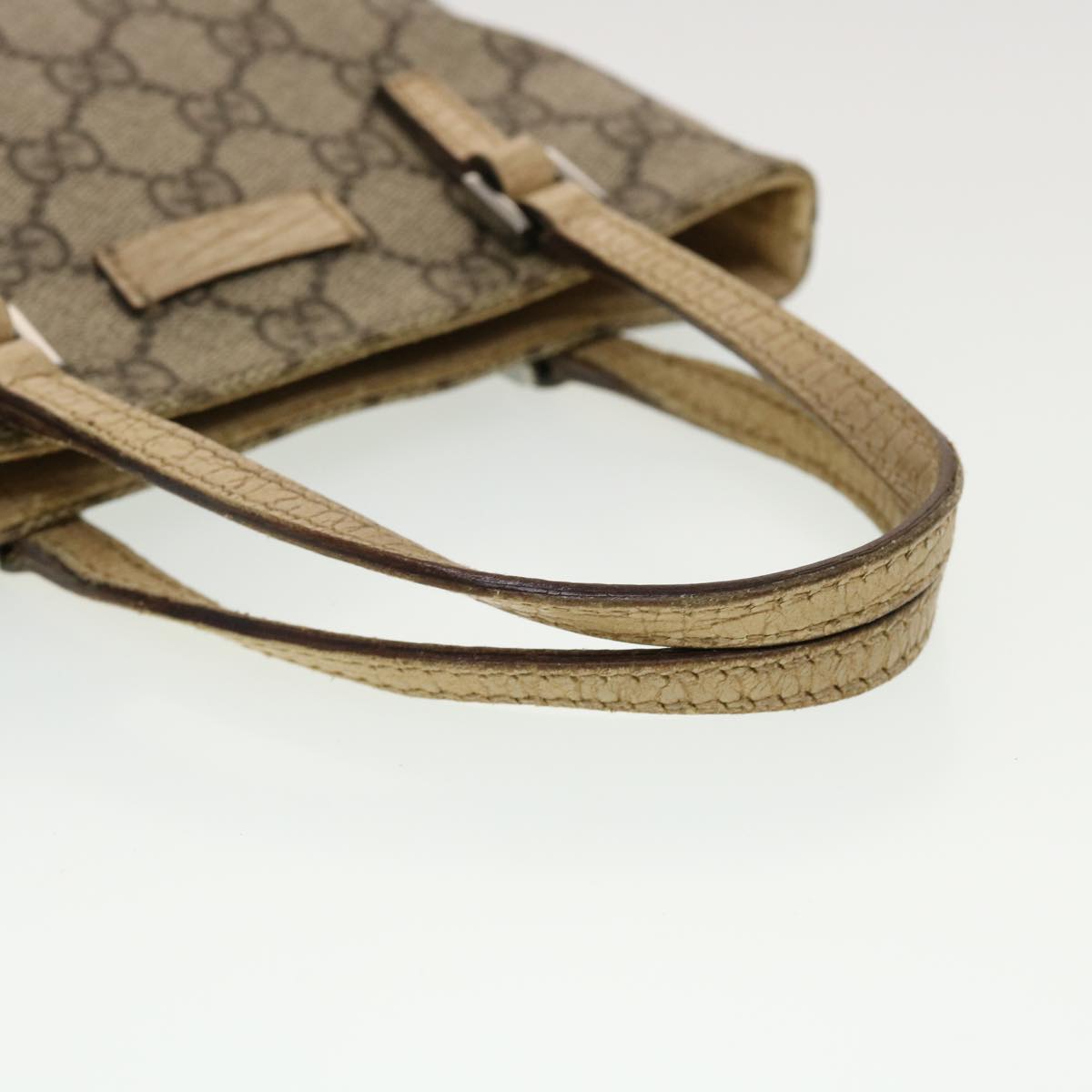 GUCCI GG Canvas Hand Bag PVC Leather Beige 44975