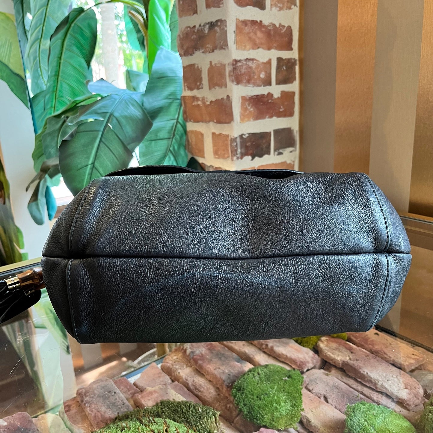 GUCCI Hasler Techno Horsebit Leather Hobo Bag