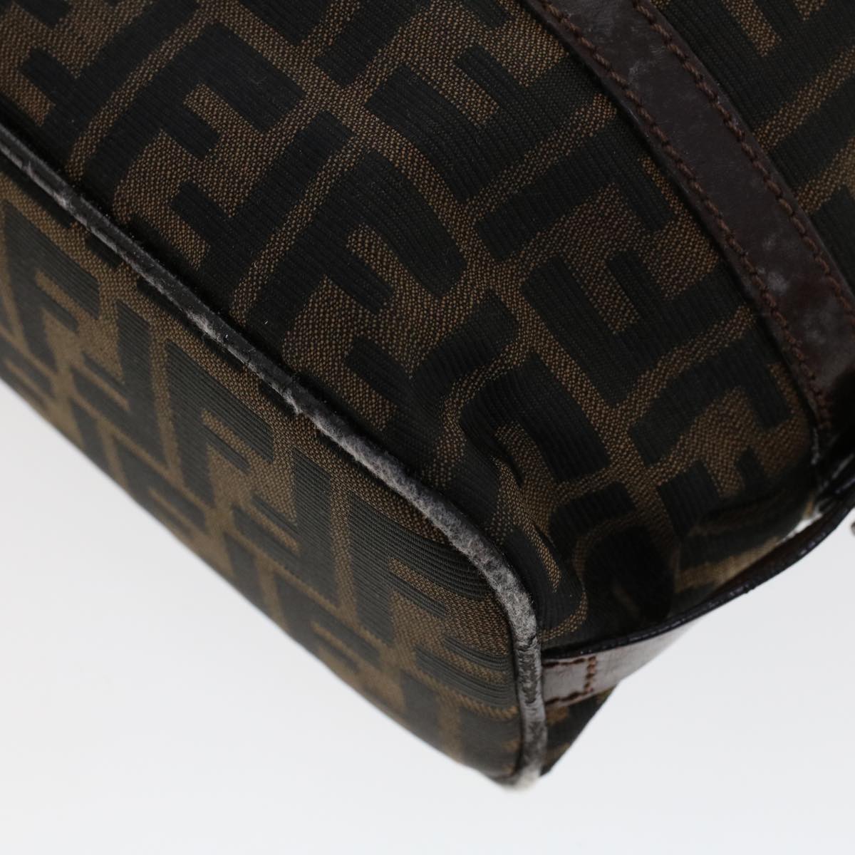 FENDI Zucca Canvas Shoulder Bag Nylon Brown Black 45029
